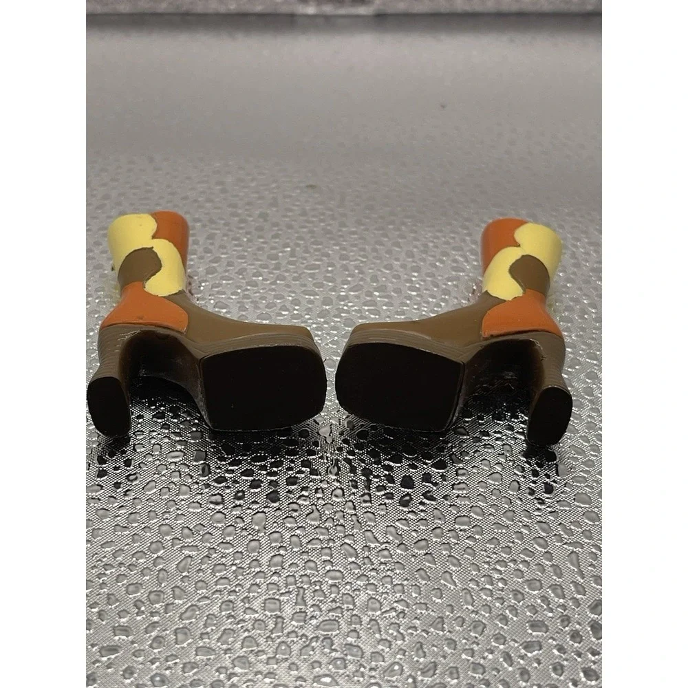 BRATZ XPRESS IT‎ KAYLA MEYGAN BOOTS SHOES High Heel Brown Patchwork Feet #8